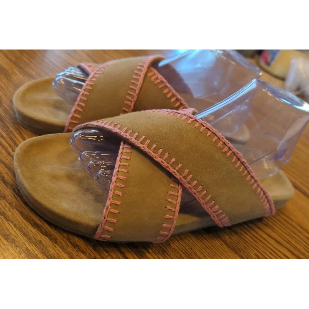 Women's LaidbackLondon Jadini‎ Cross Sandals Tan Suede Leather Size 40 Fits US 9